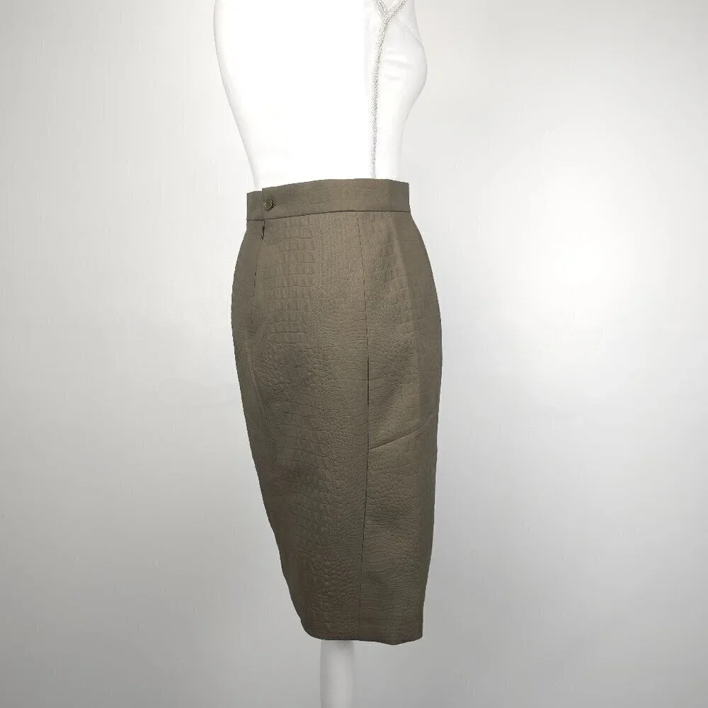 M MISSONI Green Knee Length Pencil Skirt with Animal Embossing